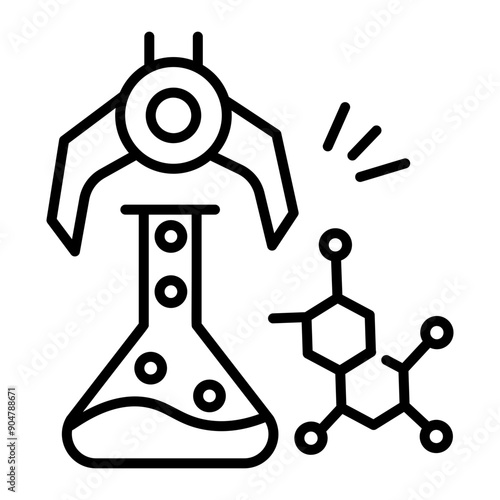 An automated lab icon designed in outline style 