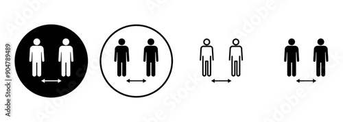 Social distance icon set. social distancing icon. self quarantine sign