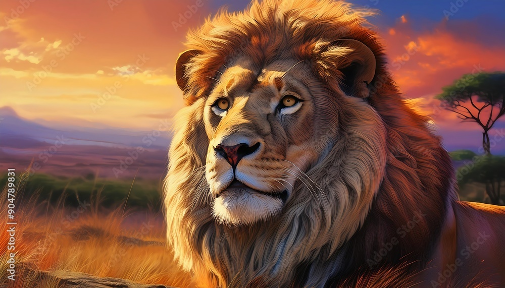 African Lion in a savannas African Lion in a savannas