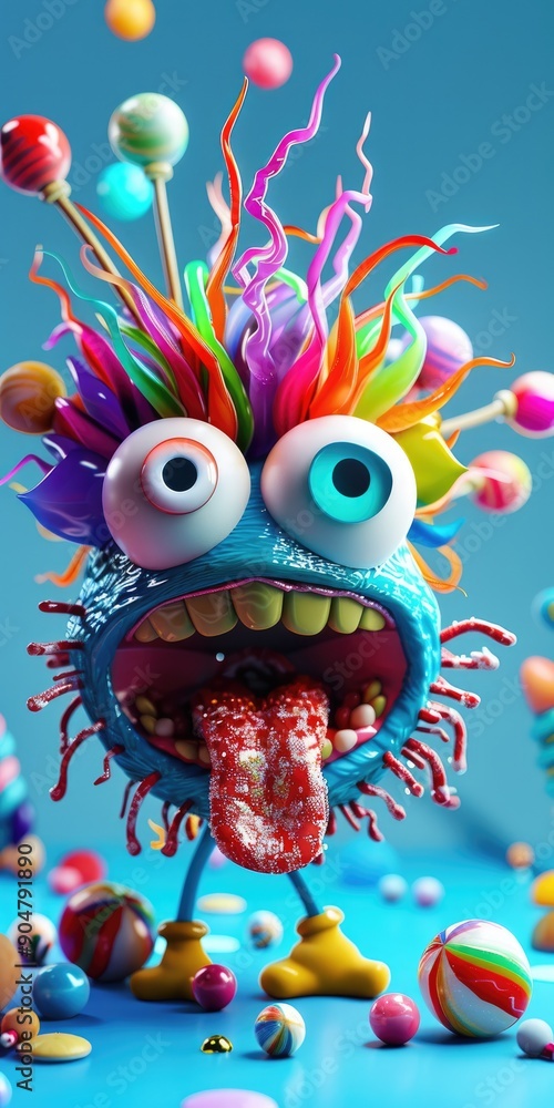 Colorful Monster with Candy Hair Colorful Monster with Candy Hair