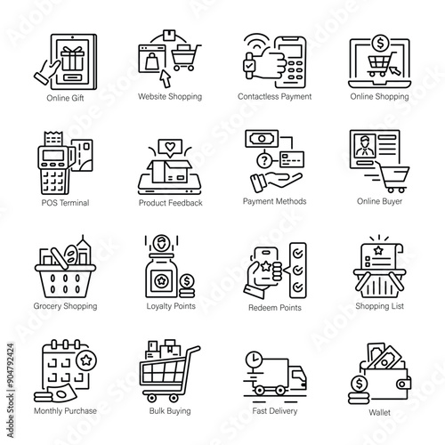 Collection of Buy Line Style Icons