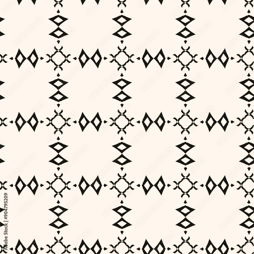 Obraz premium Simple minimalist geometric seamless pattern. Abstract monochrome minimal background with small floral shapes. Subtle repeat design for decor, print.