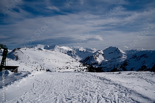 Winter Landscape with Snow-Covered Mountains