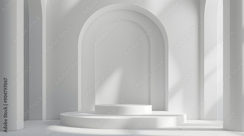 3d Empty podium pedestal display with cylinder stand product presentation on white background,generative ai 3d Empty podium pedestal display with cylinder stand product presentation on white background,generative ai