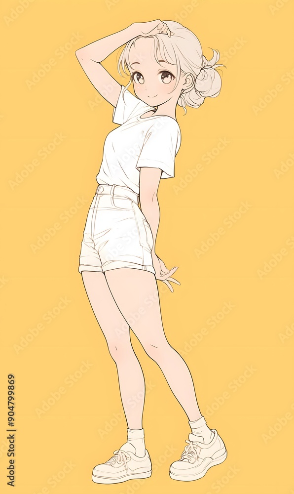 anime style. Cute young woman , Generative AI anime style. Cute young woman , Generative AI