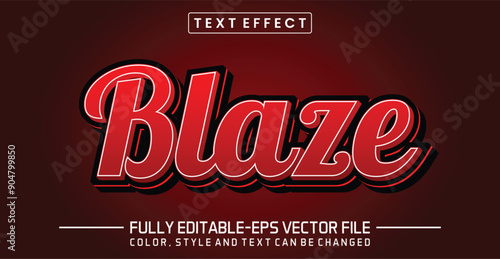 Blaze red font Text effect editable