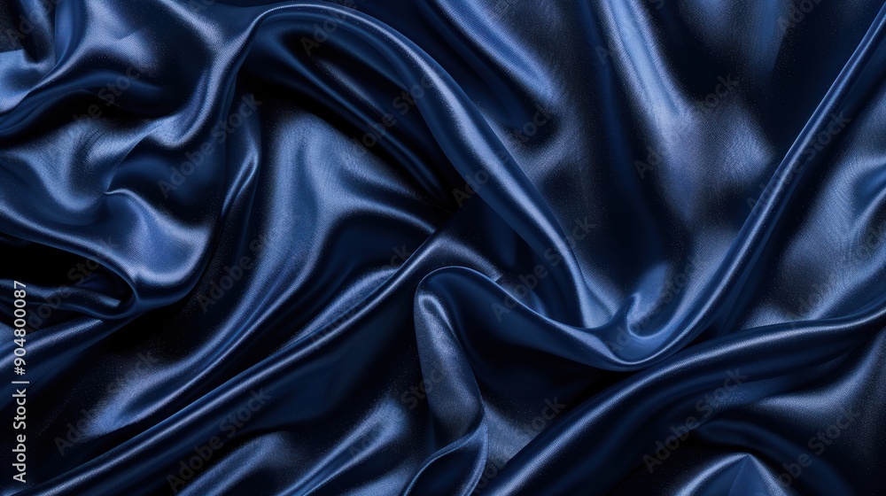 Obraz premium Elegant Blue Satin Fabric Draped, Soft Luxury, Glamourous Texture