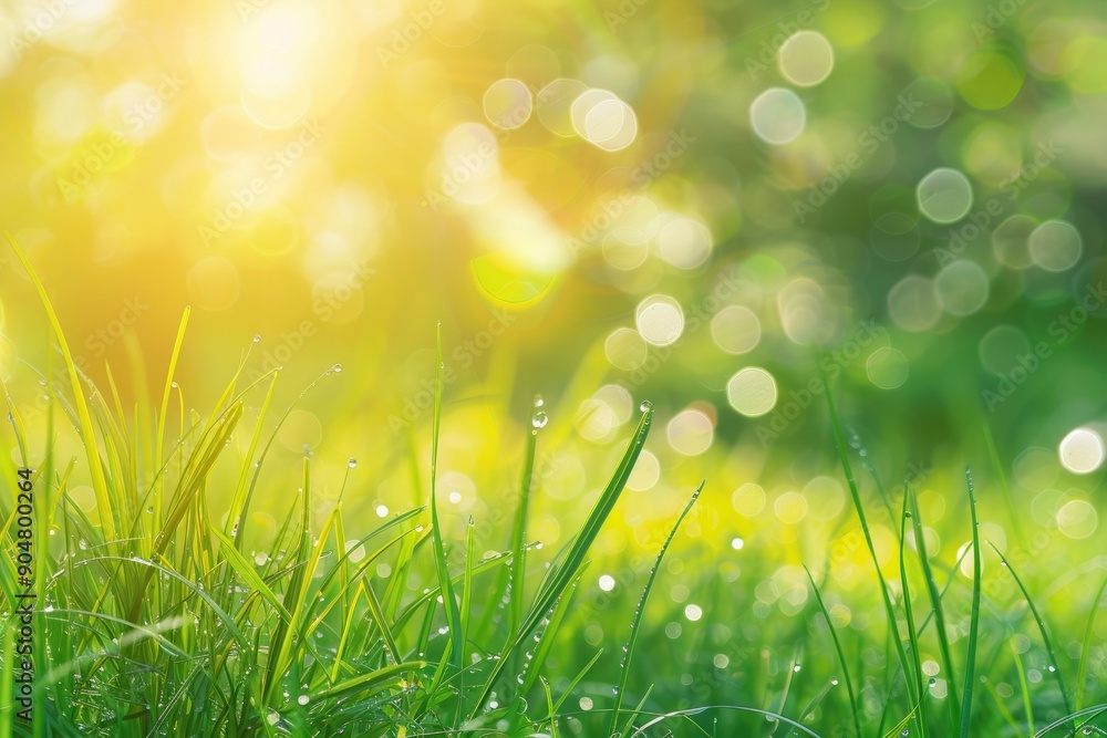 natural grass background with blurred bokeh and sun with generative ai natural grass background with blurred bokeh and sun with generative ai