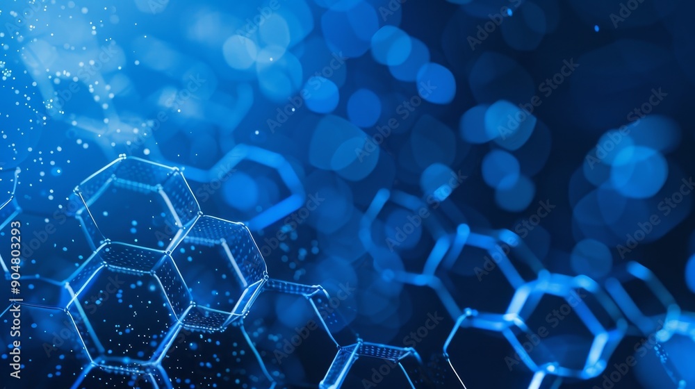Abstract Hexagon Pattern in Blue, bokeh, abstract, futuristic, design Abstract Hexagon Pattern in Blue, bokeh, abstract, futuristic, design
