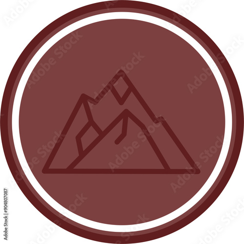 Mountains Vector Line Double Circle Maroon
