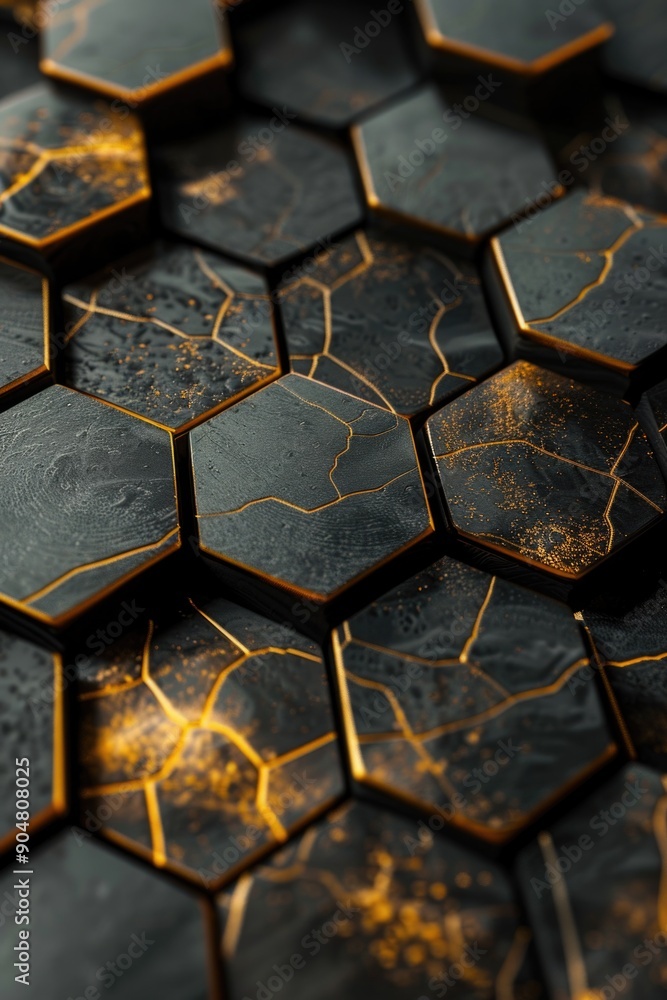 Black Gold Hexagon Tiles Black Gold Hexagon Tiles