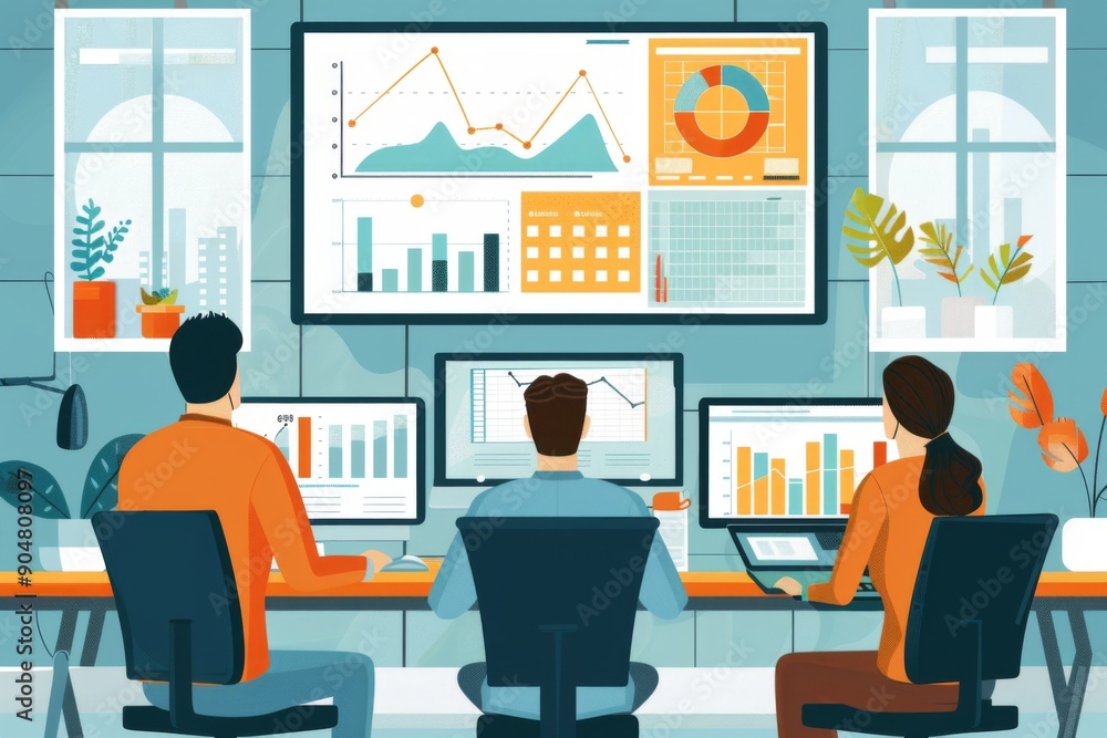 Business Analytics Team Working on Data Visualization Business Analytics Team Working on Data Visualization