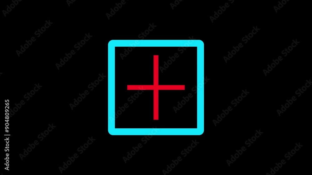 Abstract plus icon animation on black background.. Abstract plus icon animation on black background..