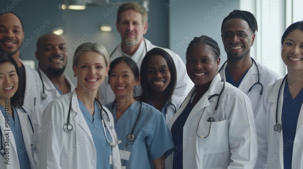 Group of healthcare professionals, smiling and showing unity, posing with a transparent background Group of healthcare professionals, smiling and showing unity, posing with a transparent background