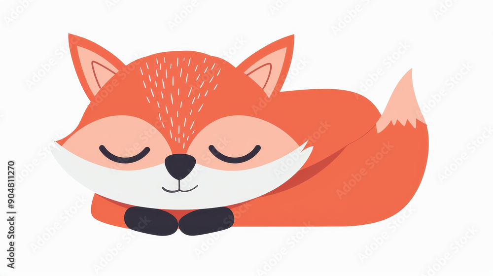 Obraz premium Adorable handdrawn fox print, ideal for kids rooms, adding charm and creativity to any wall space or as a sweet gift.