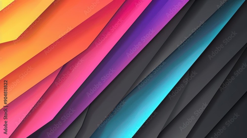 Obraz premium Stunning dark grey background with radiant rainbow lines, perfect for eyecatching social media posts and business branding.
