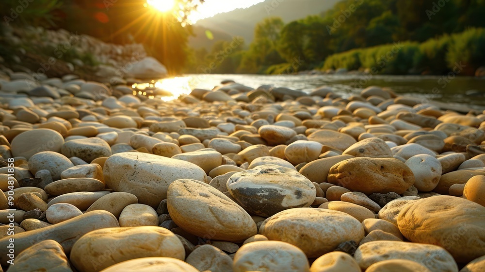 Fototapeta premium A rocky beach with a river running through it