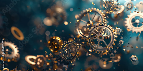 Dynamic Gears and Cogs in a Creative Industry Concept with a Metallic Background photo