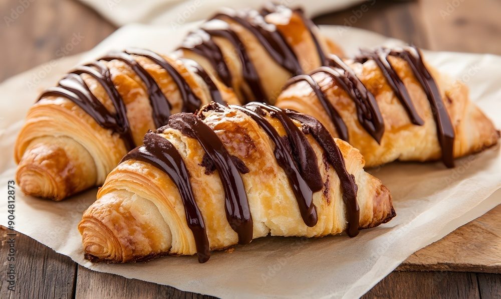 croissants with chocolate , Generative AI croissants with chocolate , Generative AI