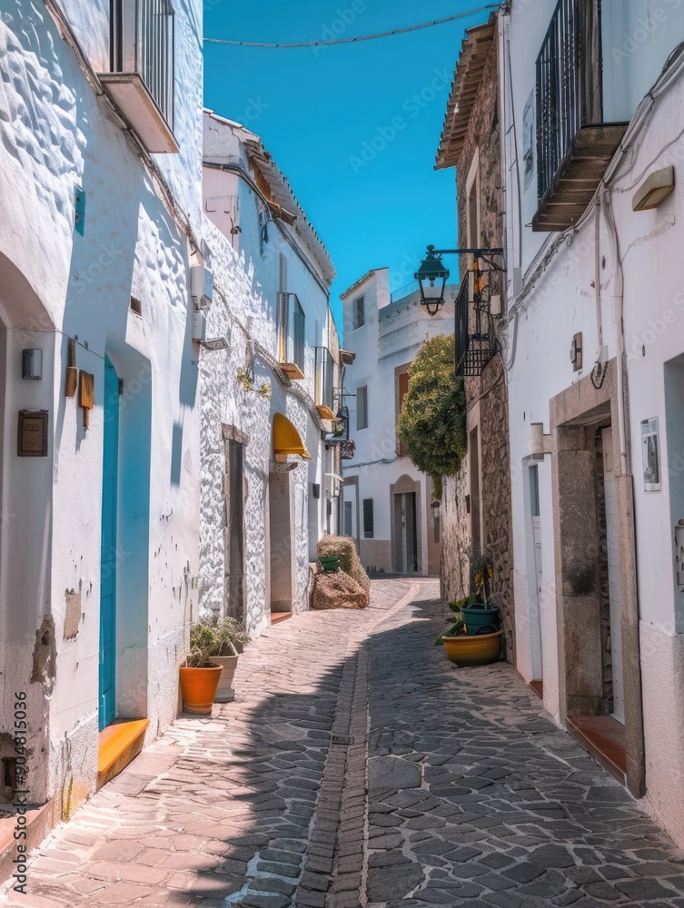 Obraz premium Small Town Cobblestone Street
