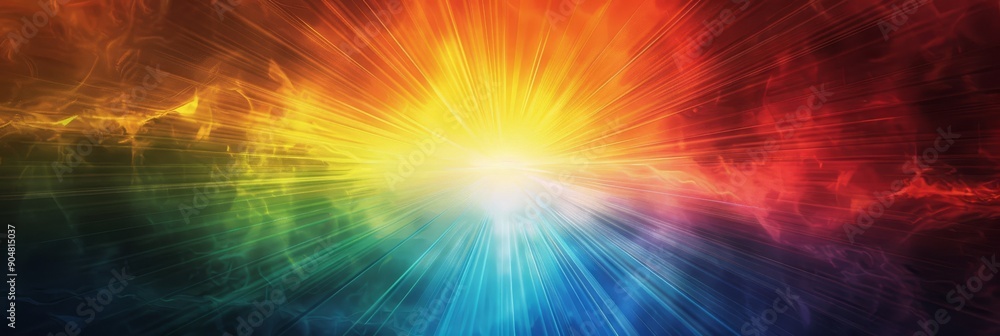 Obraz premium The vibrant burst of a colorful light spectrum aura creates a magical and powerful visual display