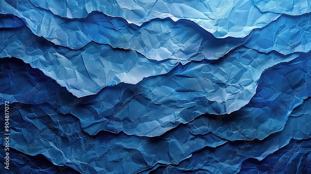 Azure Depths: Abstract crumpled paper texture in deep blue hues, evoking a sense of mystery and depth Azure Depths: Abstract crumpled paper texture in deep blue hues, evoking a sense of mystery and depth