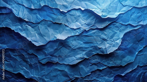 Wallpaper Mural Azure Depths: Abstract crumpled paper texture in deep blue hues, evoking a sense of mystery and depth Torontodigital.ca