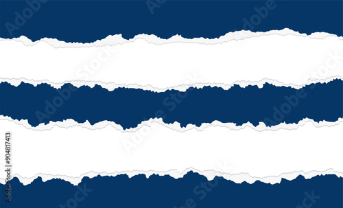 Blue sheet paper ripped torn paper scrapbooking flat illustration