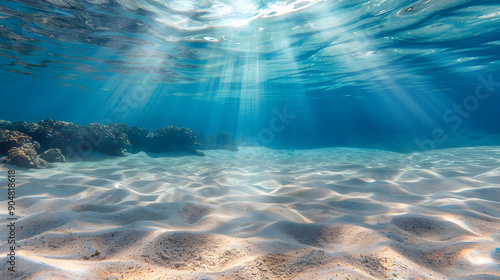 underwater background deep blue sea, ocean surface seen from underwater background,generative ai