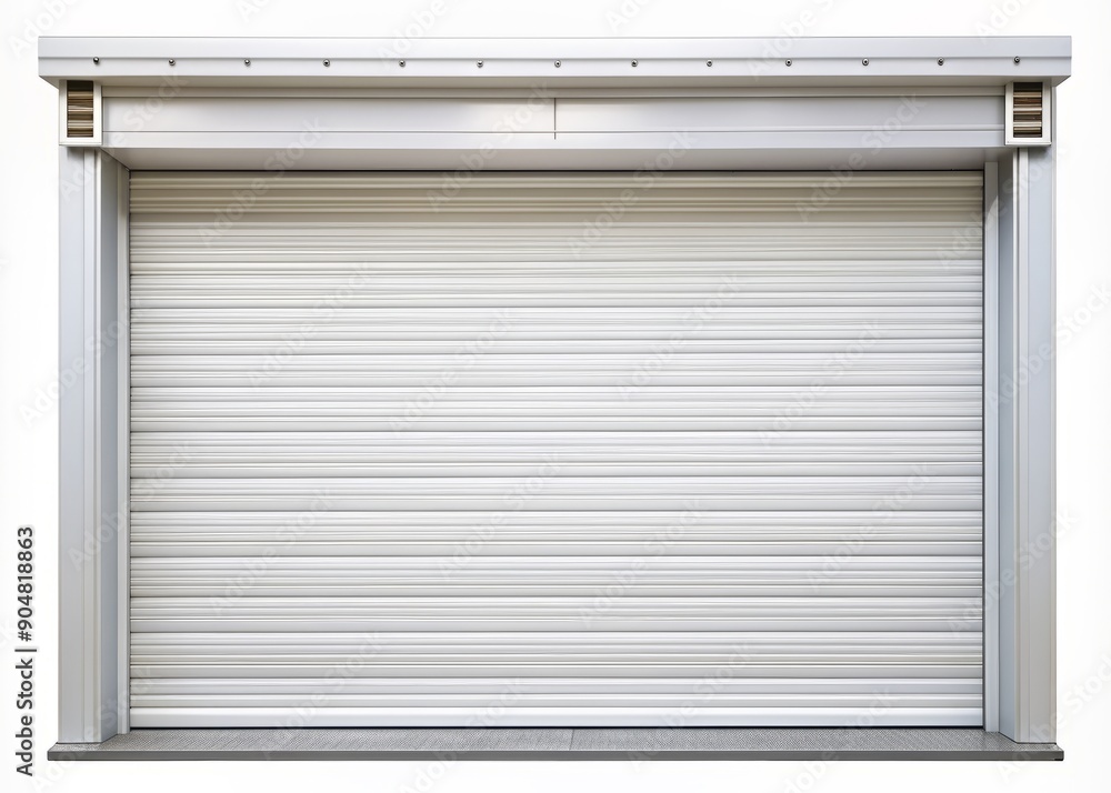 Sample of White garage Roller Shutters. Protect System for garage and shop. . isolated on transparent background . PNG, cutout, or clipping path... Sample of White garage Roller Shutters. Protect System for garage and shop. . isolated on transparent background . PNG, cutout, or clipping path...