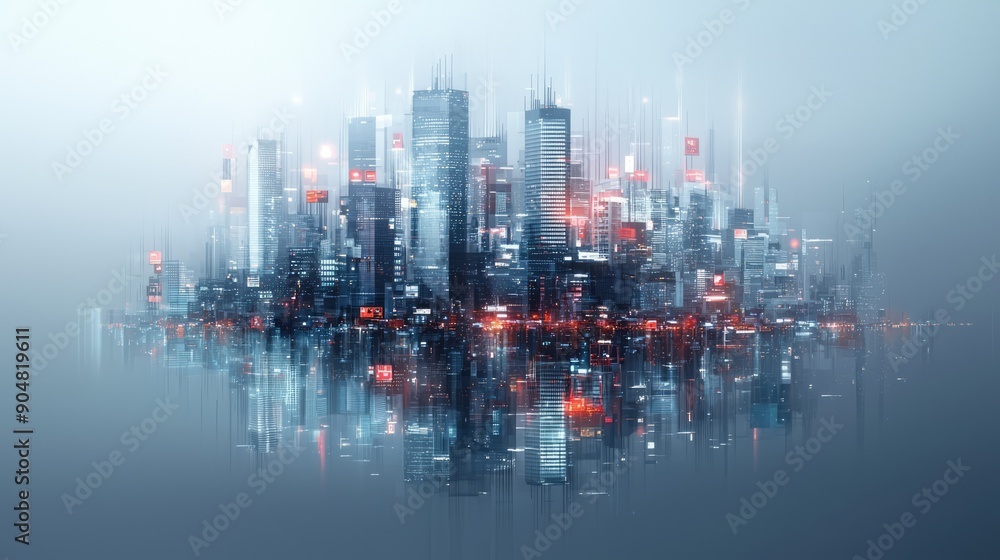Fototapeta premium Futuristic Smart City: Integrated Technology Transforming Urban Landscape, Generate Ai