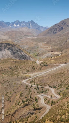 Maipo reservoir and Yeso Natural Park, Santiago, Chile in vertical photo