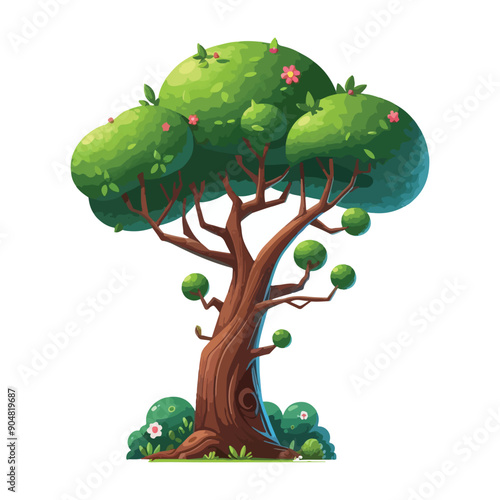Cartoon tree vector . ecology park element.