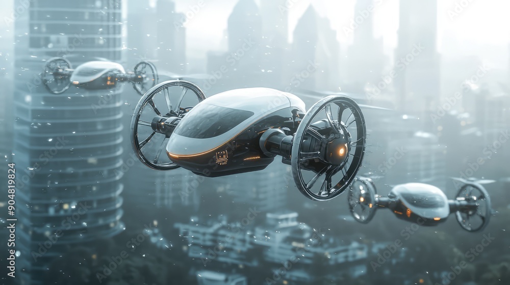 Futuristic Cityscape with Autonomous Drone Taxis Showcasing Advanced Urban Transport Technology, Generate Ai Futuristic Cityscape with Autonomous Drone Taxis Showcasing Advanced Urban Transport Technology, Generate Ai