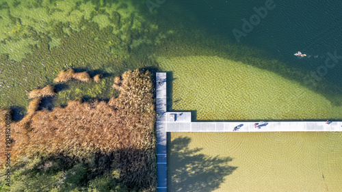 Fototapeta Naklejka Na Ścianę i Meble -  drone aerial view over Strzeszynek lake in summer 
