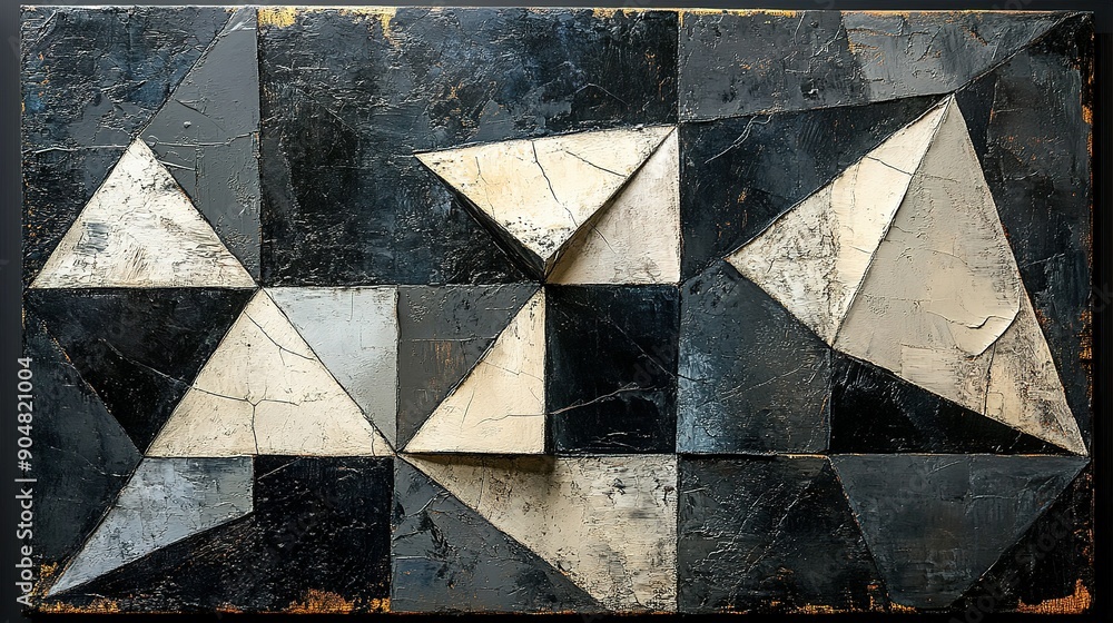 Abstract Geometric Composition in Black, White, and Gray Abstract Geometric Composition in Black, White, and Gray
