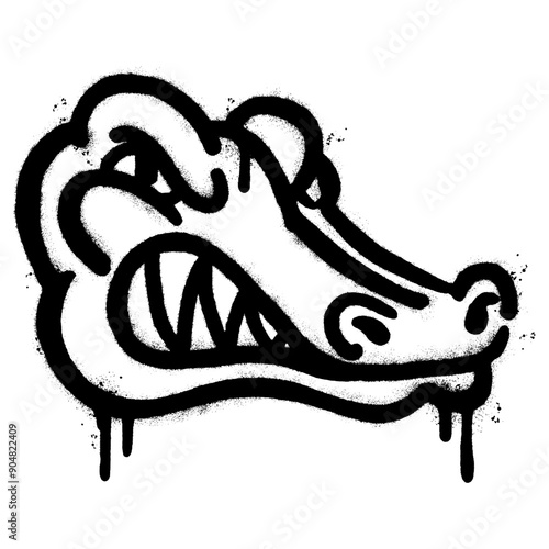 Spray Painted Graffiti crocodile icon isolated on white background.