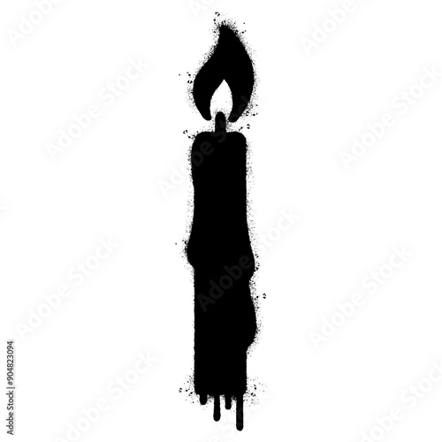 Spray Painted Graffiti Candle Icon isolated on white background.