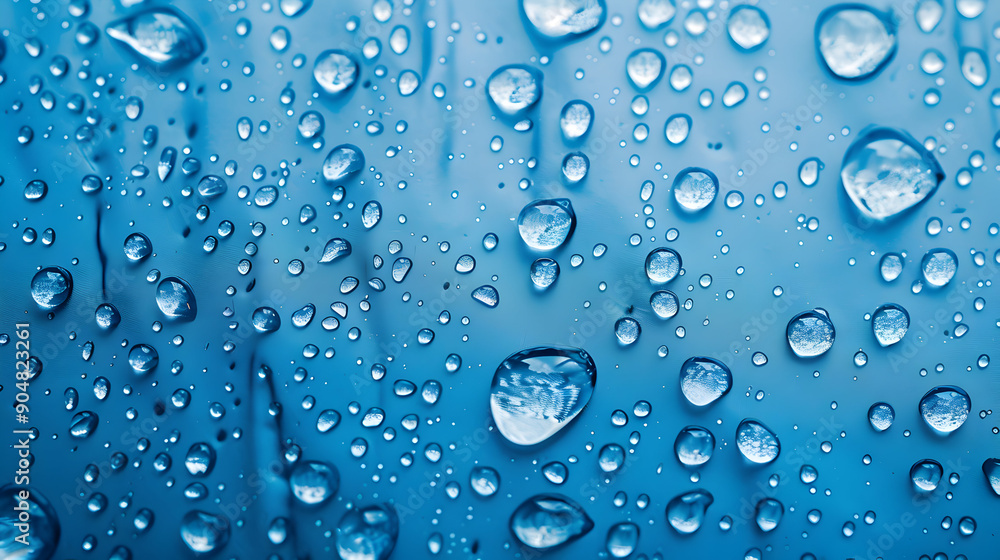 water drops on blue background top view background,generative ai