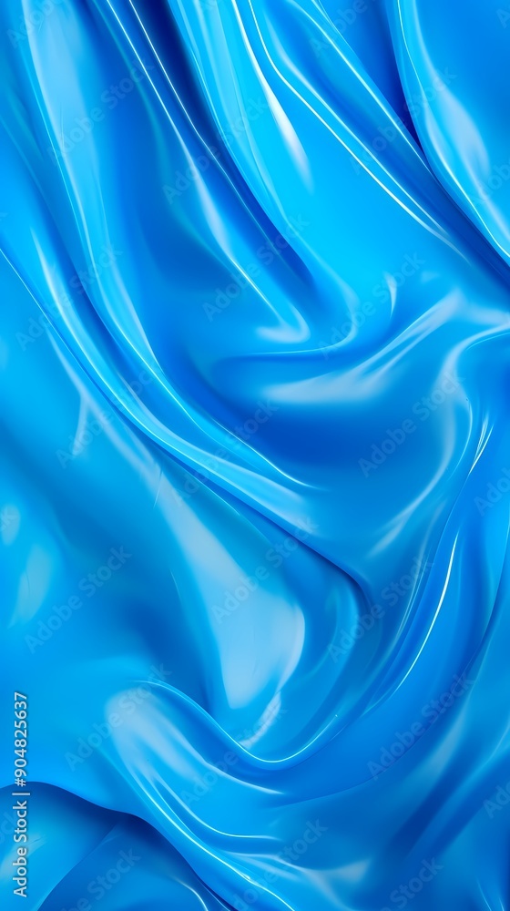 Fototapeta premium Blue liquid metal plastic flow abstract graphic poster background