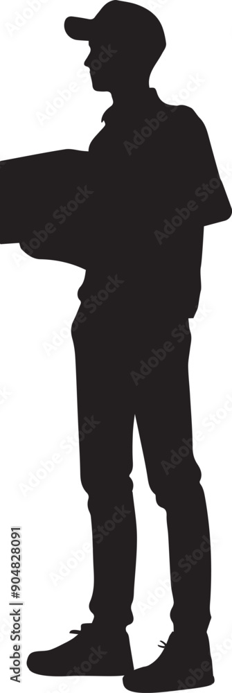 custom made wallpaper toronto digitalsilhouettes of a delivery man vector art illustration