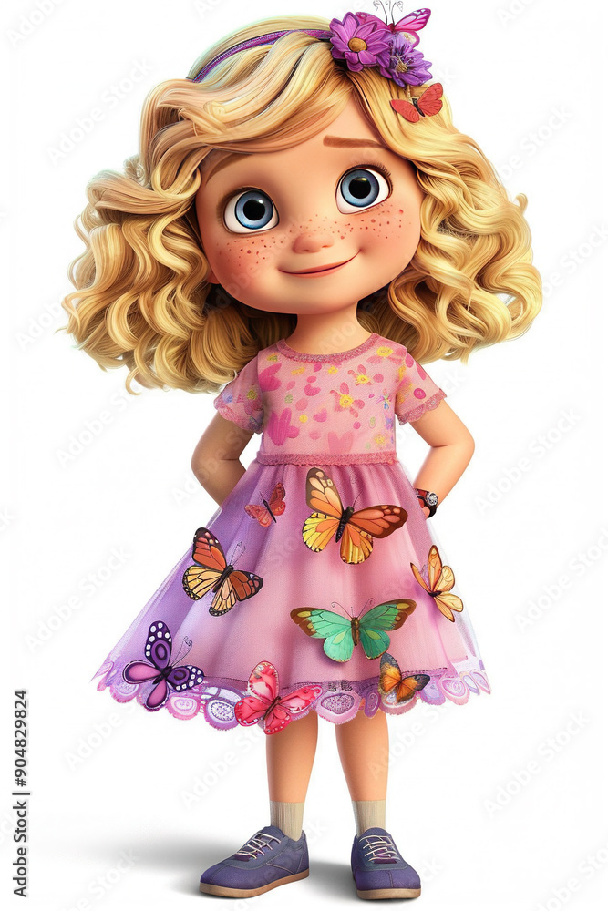 3d cartoon girl with blonde hair on a white background 3d cartoon girl with blonde hair on a white background
