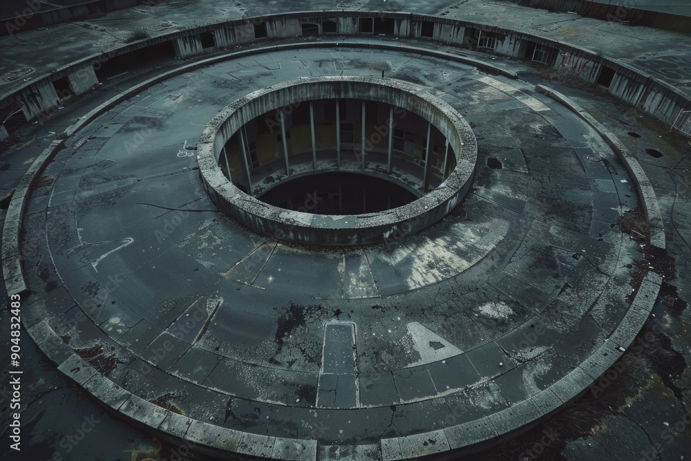 Building with circular hole Building with circular hole