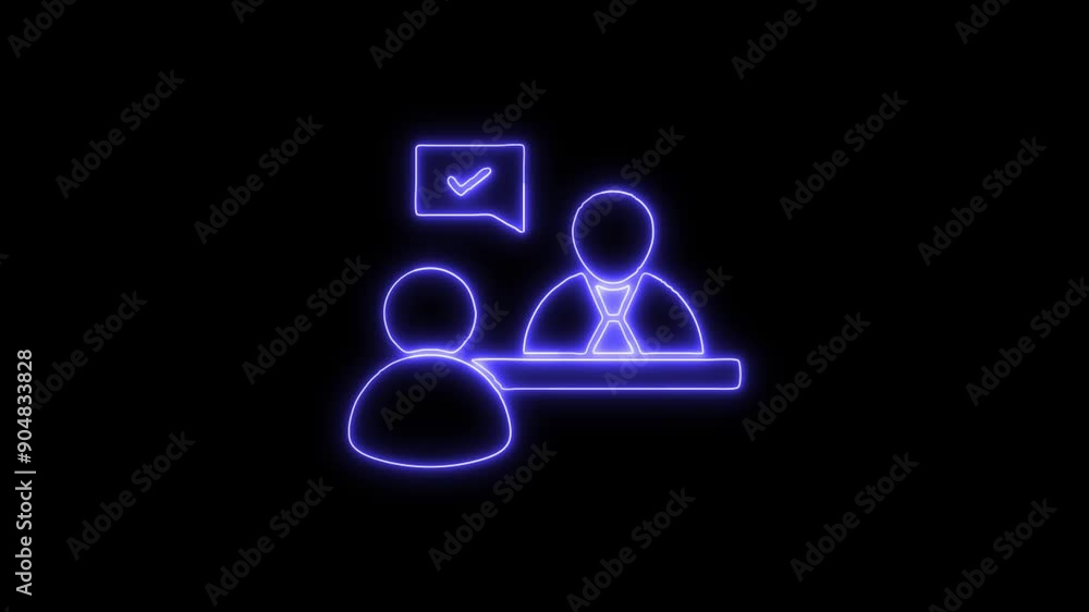 Interview Neon Icon 4K Animated Linear Symbol Icon Video Background on Black Screen Interview Neon Icon 4K Animated Linear Symbol Icon Video Background on Black Screen