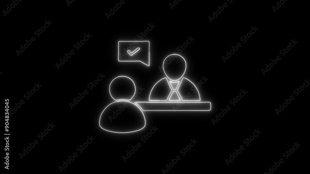 Interview Neon Icon 4K Animated Linear Symbol Icon Video Background on Black Screen Interview Neon Icon 4K Animated Linear Symbol Icon Video Background on Black Screen