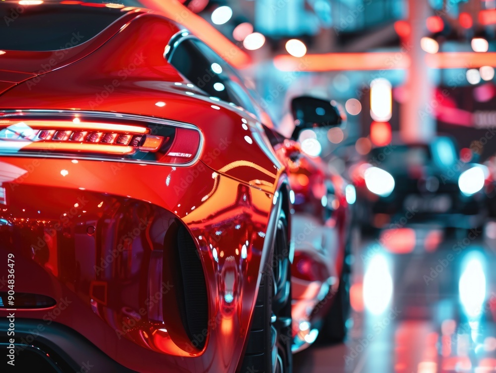 Fototapeta premium Red car in showroom