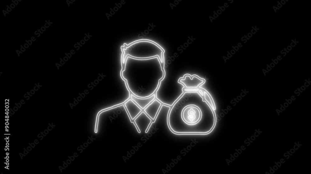 Investor Neon Icon 4K Animated Linear Symbol Icon Video Background on Black Screen Investor Neon Icon 4K Animated Linear Symbol Icon Video Background on Black Screen