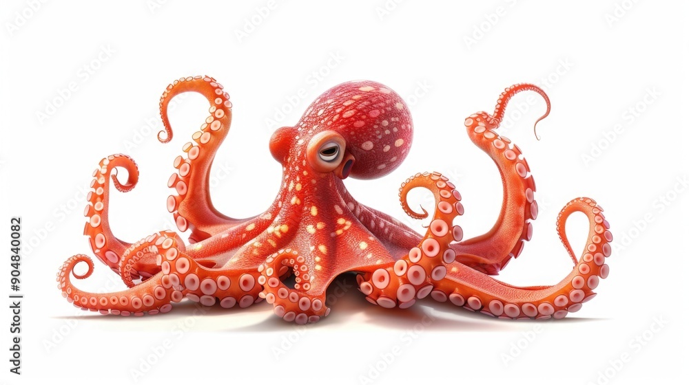 Red octopus on white Red octopus on white