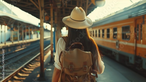 a woman who is going on holiday by train