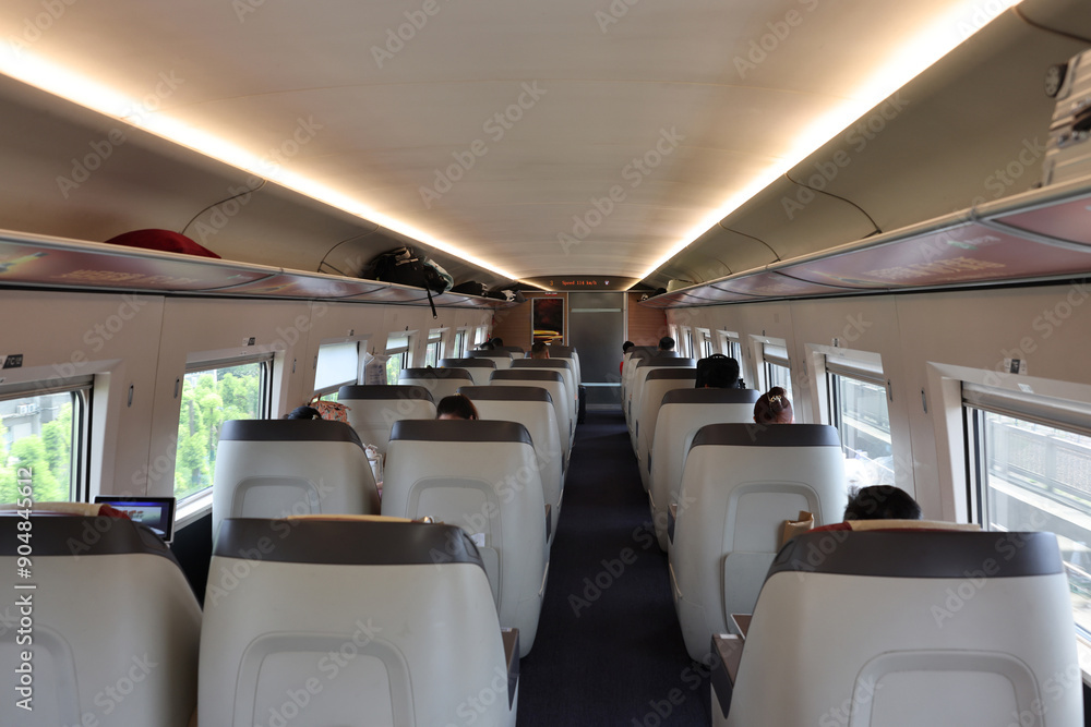Interior of the business class compartment of a China high speed train Interior of the business class compartment of a China high speed train